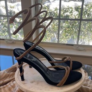 Black and Gold Spiral Heels